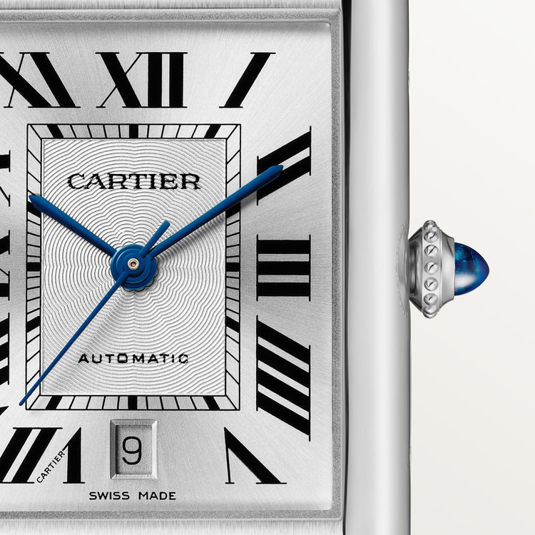 Cartier Tank 41.0 x 31.0mm Automatic Silvered Dial Calfskin Leather Strap Watch