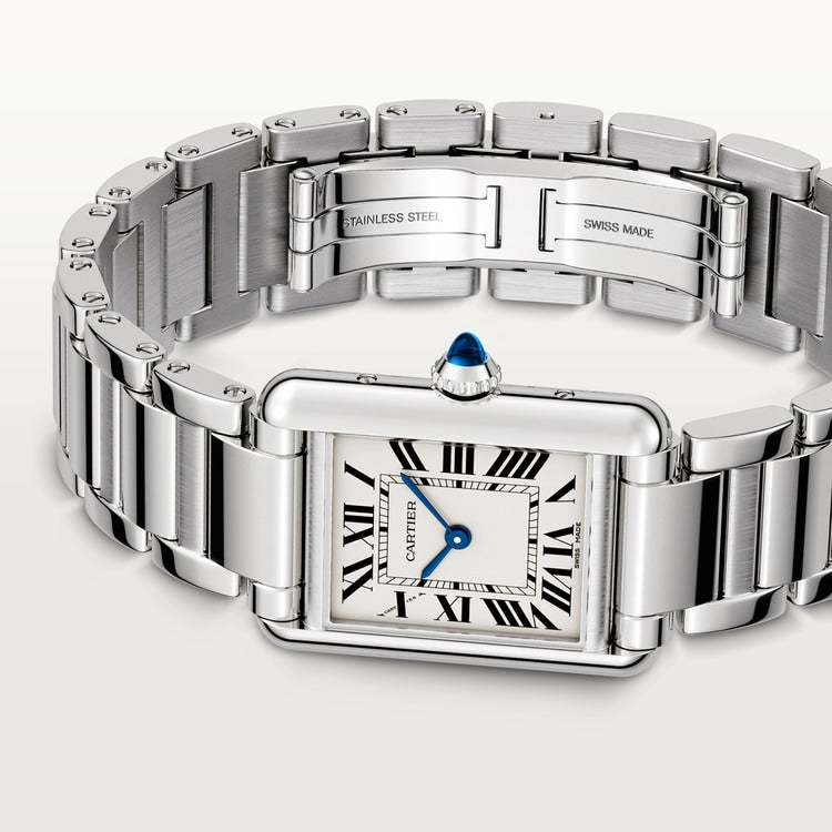 Cartier Tank 29.5 x 22.0mm Quartz Silvered Dial Steel Bracelet Watch