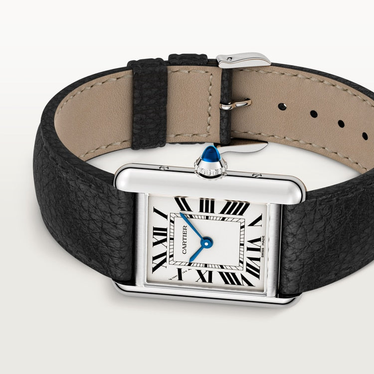 Cartier Tank 29.5 x 22.0mm Quartz silvered Dial Calfskin Leather Strap Watch
