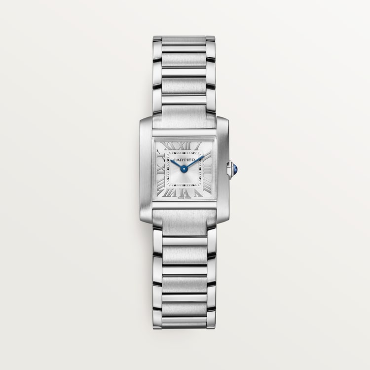 Cartier Tank 25.7 x 21.2mm Quartz sunray Dial Steel Bracelet Watch