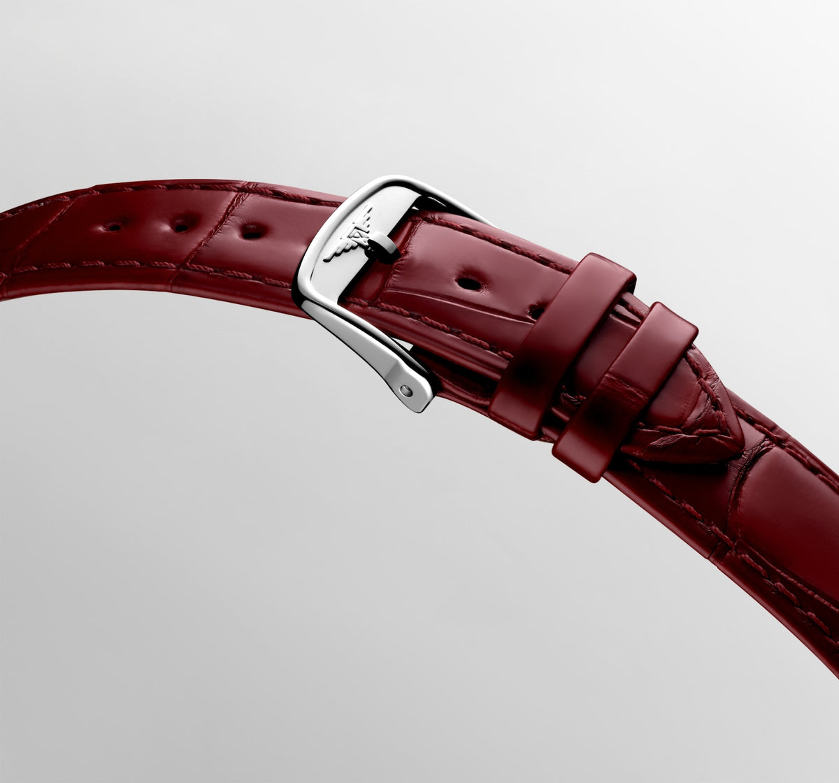 Longines DolceVita 23.30 x 37.00mm Quartz Ivory Rose "flinqué" Dial Maple Red Alligator Strap Watch