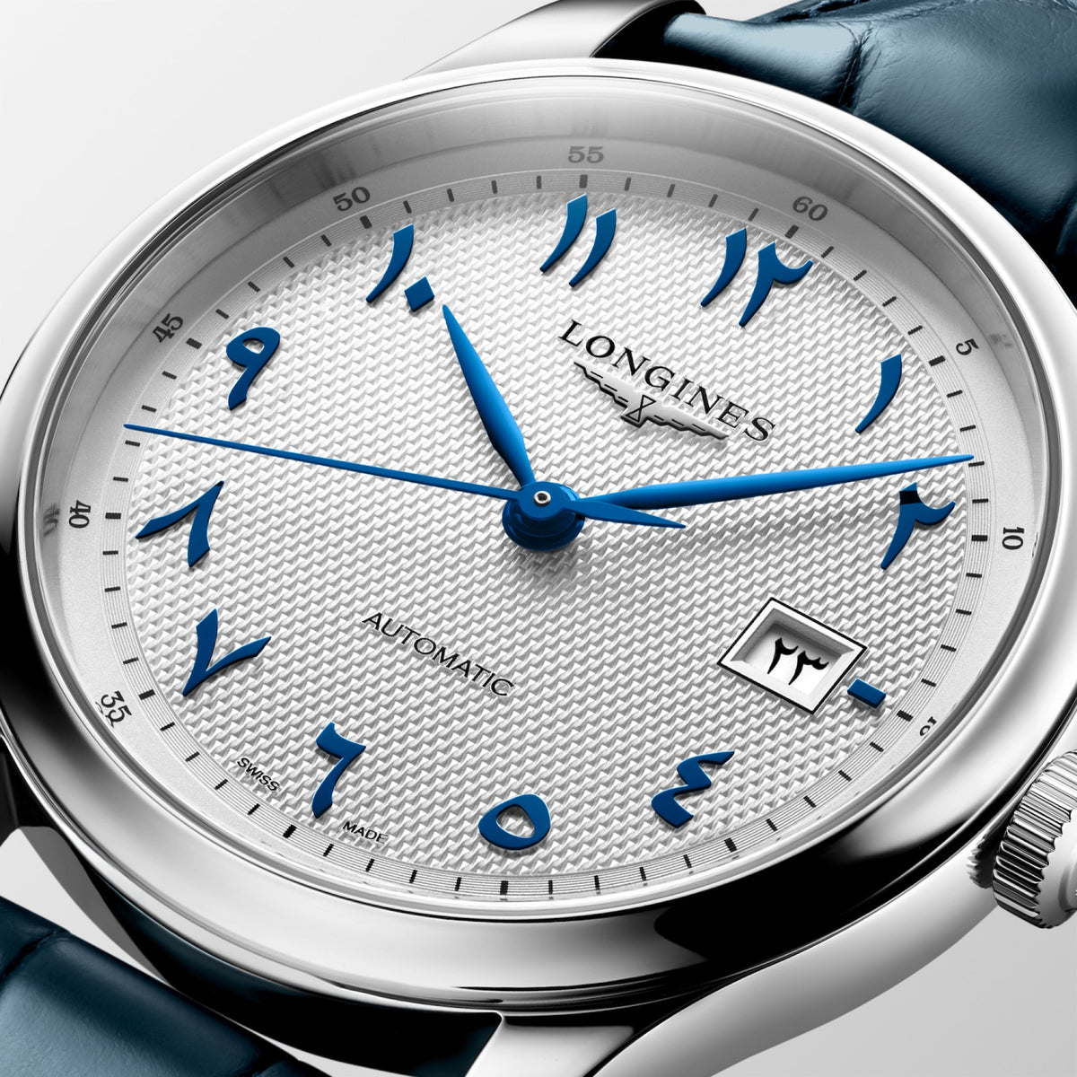 Longines Master Collection 41.00mm Automatic Silver "barleycorn" Dial Blue Alligator Strap Watch