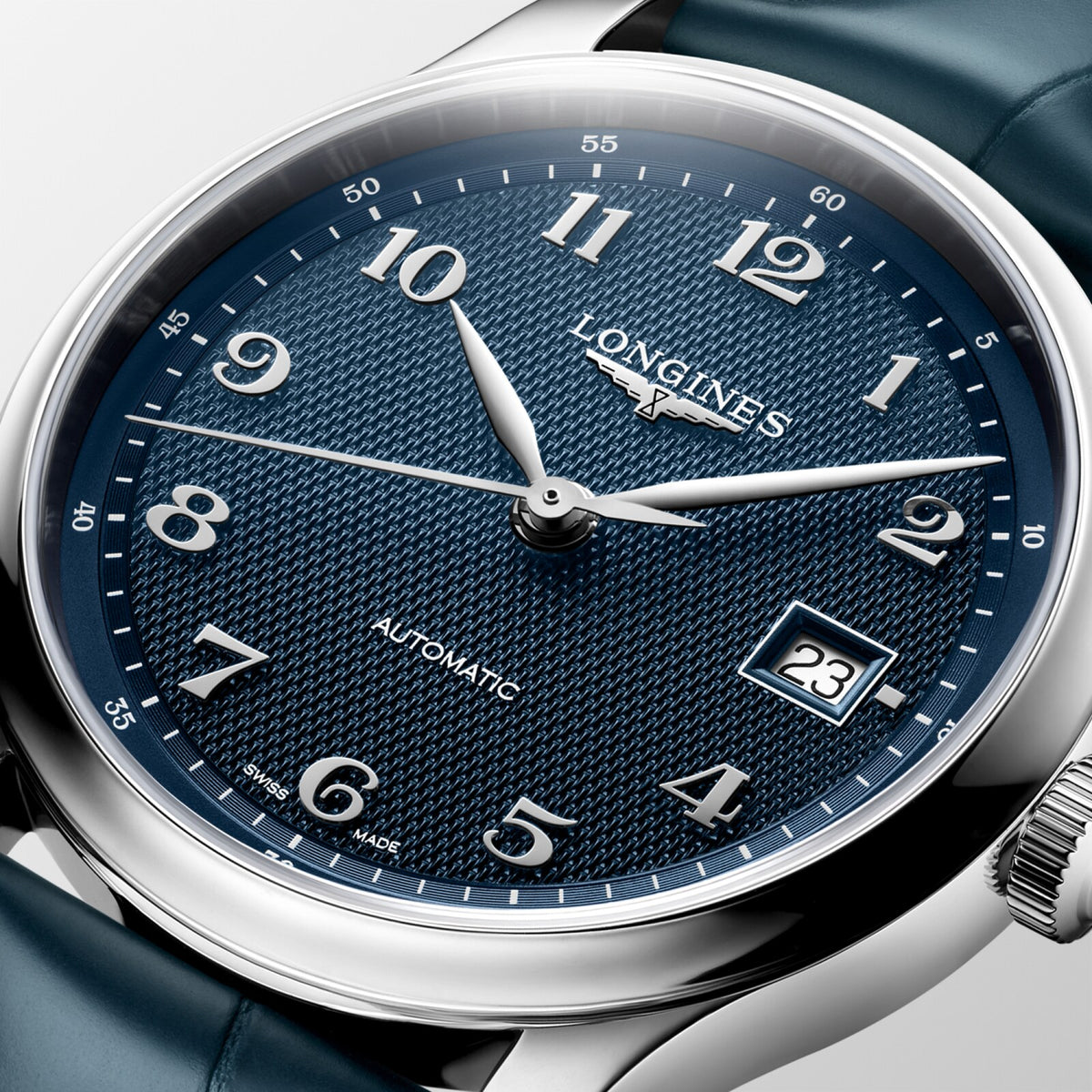 Longines Master Collection 39.00mm Automatic Blue "barleycorn" Dial Blue Alligator Strap Watch