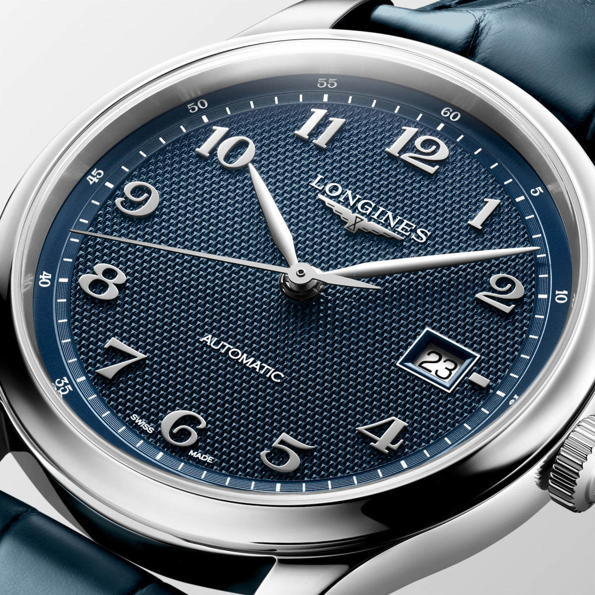 Longines Master Collection 41.00mm Automatic Blue "barleycorn" Dial Blue Alligator Strap Watch