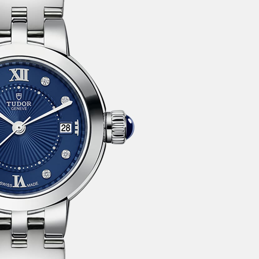 TUDOR Clair de Rose 26mm Automatic Blue with diamonds Dial Steel Bracelet Watch