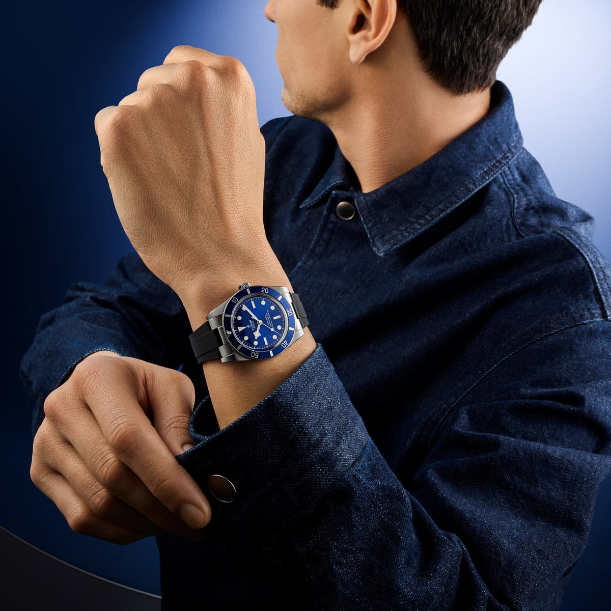 TUDOR Black Bay 54 37mm Automatic Blue Dial Rubber Strap Watch