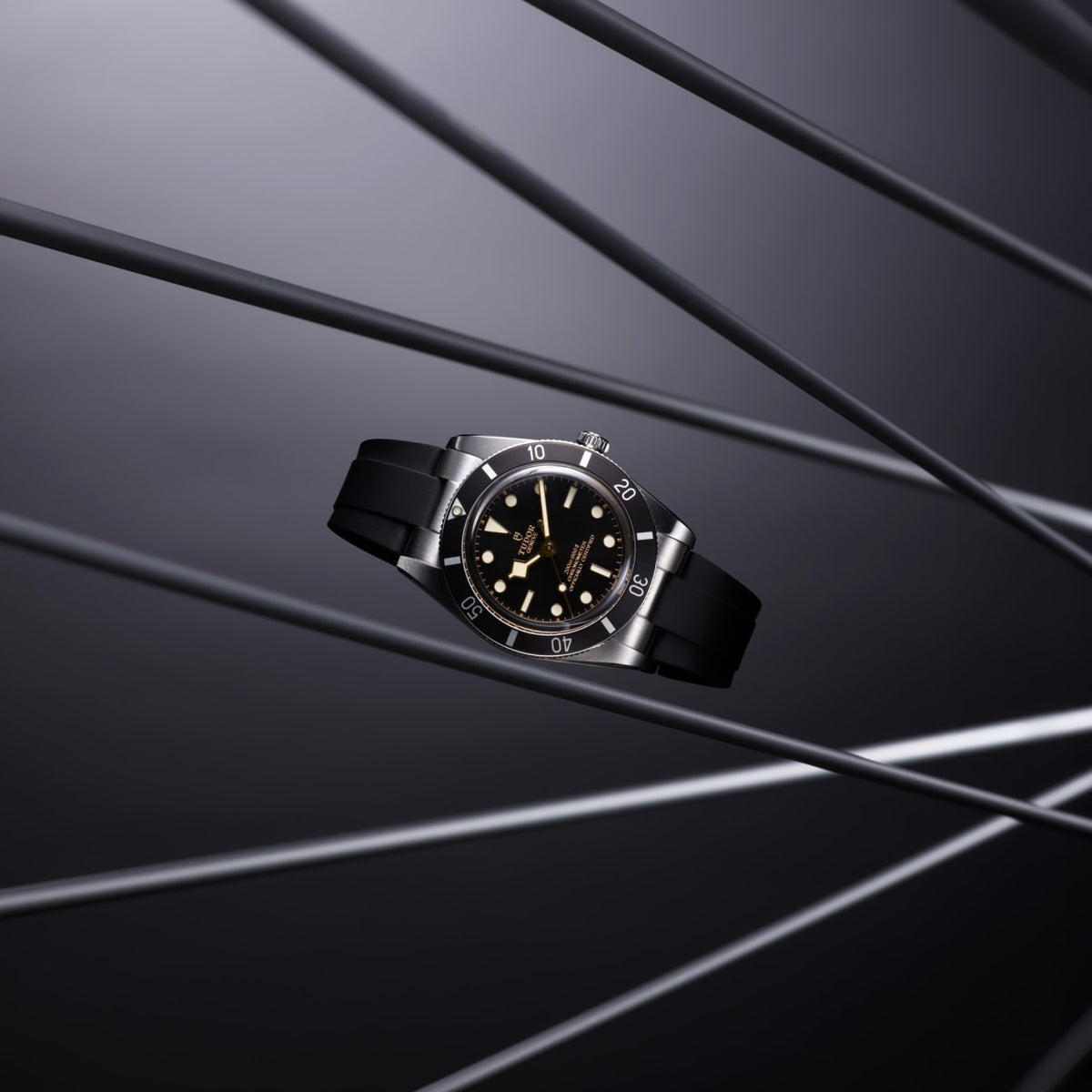 TUDOR Black Bay 54 37mm Automatic Black Dial Rubber Strap Watch