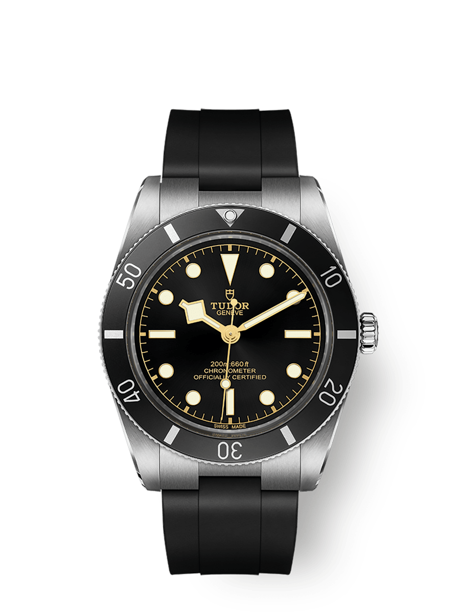 TUDOR Black Bay 54 37mm Automatic Black Dial Rubber Strap Watch