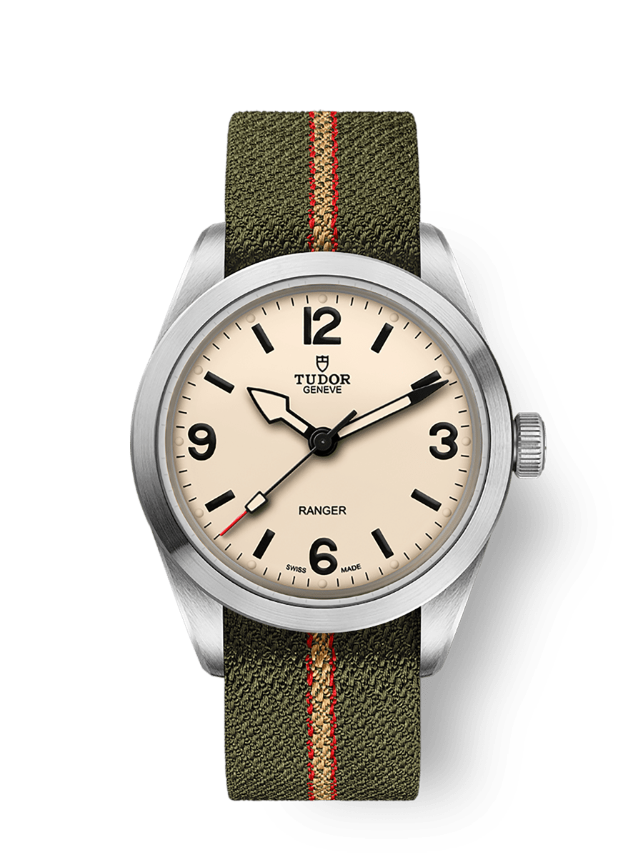 TUDOR Ranger 39mm Automatic Beige Dial Green Fabric Bracelet Watch