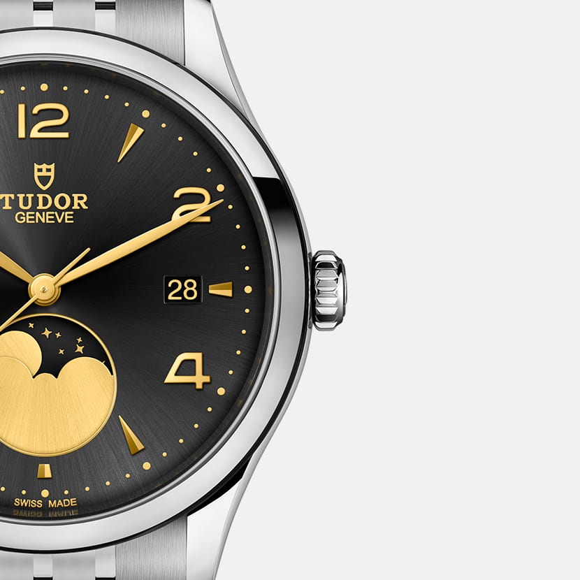 TUDOR 1926 39mm Automatic Black satin sun-brushed dial with applied numerals and moon phase indicator Dial Steel Bracelet Watch