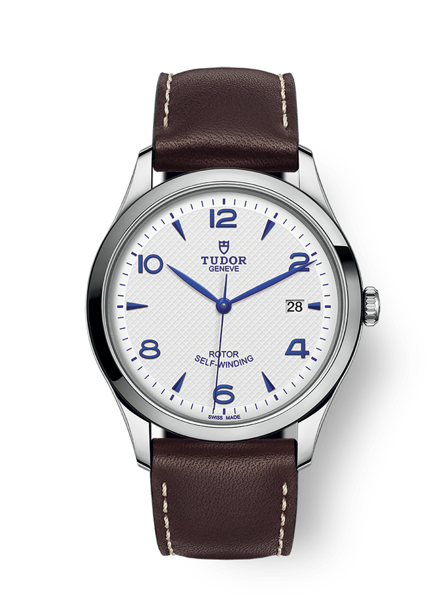 TUDOR 1926 41mm Automatic Opaline Dial Brown Leather Strap Watch