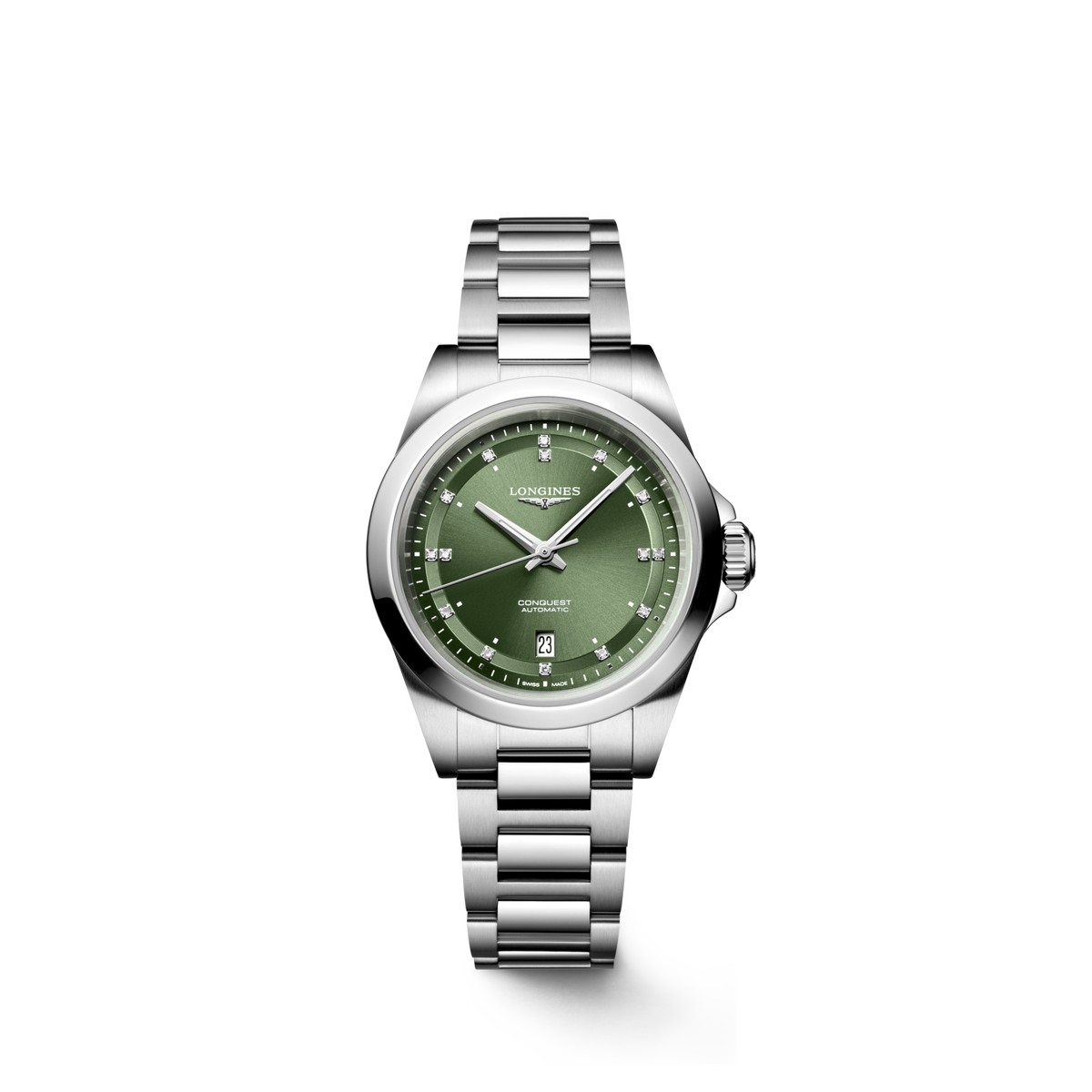 Longines Conquest 30.00mm Automatic Sunray green Dial Stainless Steel Bracelet Watch