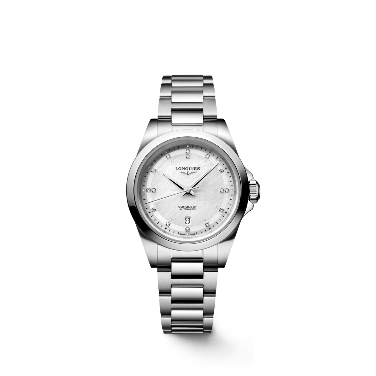 Longines Conquest 30.00mm Automatic White mother-of-pearl Dial Stainless Steel Bracelet Watch