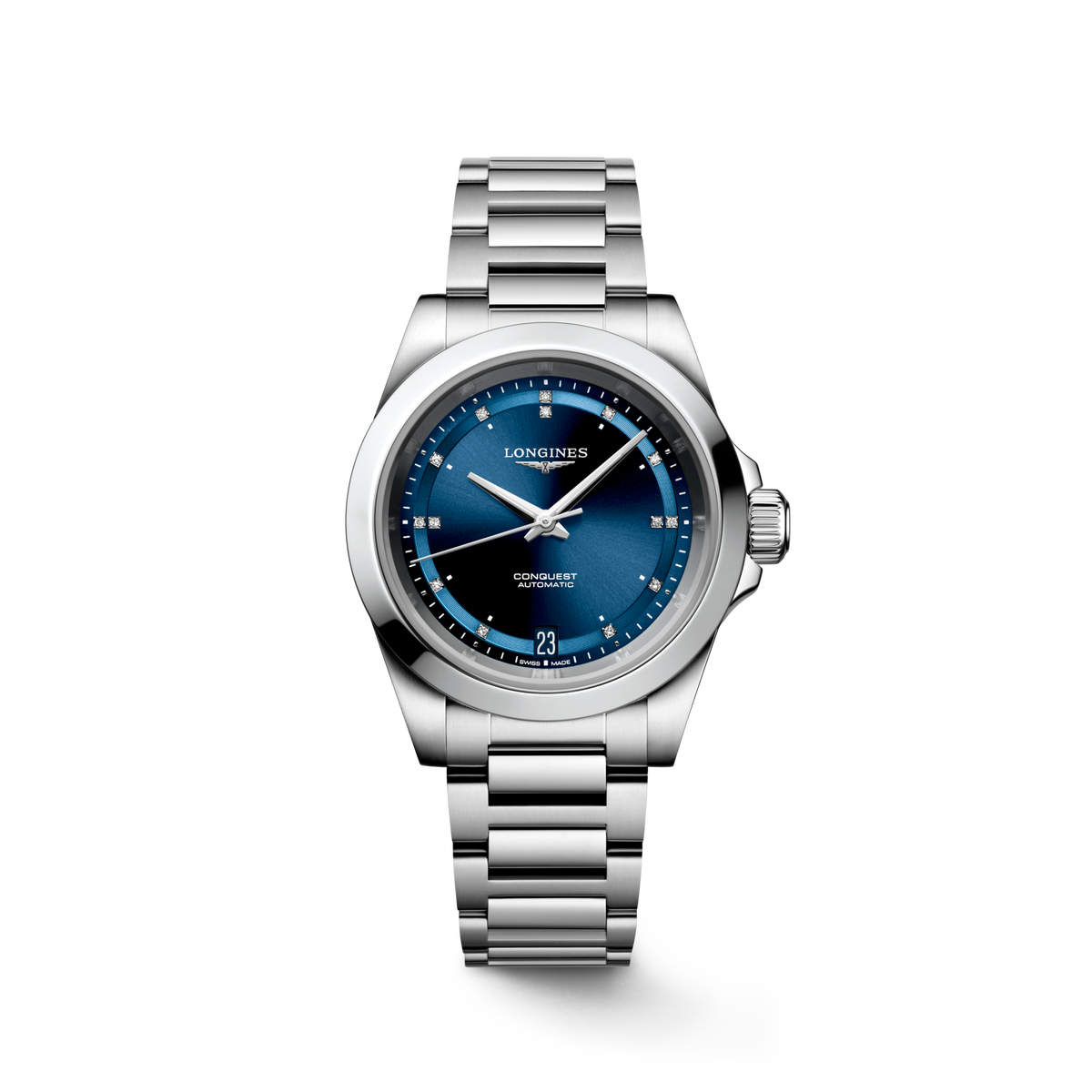 Longines Conquest 34.00mm Automatic Sunray blue Swiss Super-LumiNova® Dial Stainless Steel Bracelet Watch
