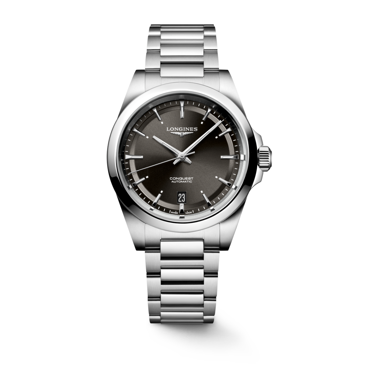 Longines Conquest 38.00mm Automatic Sunray black Dial Stainless Steel Bracelet Watch