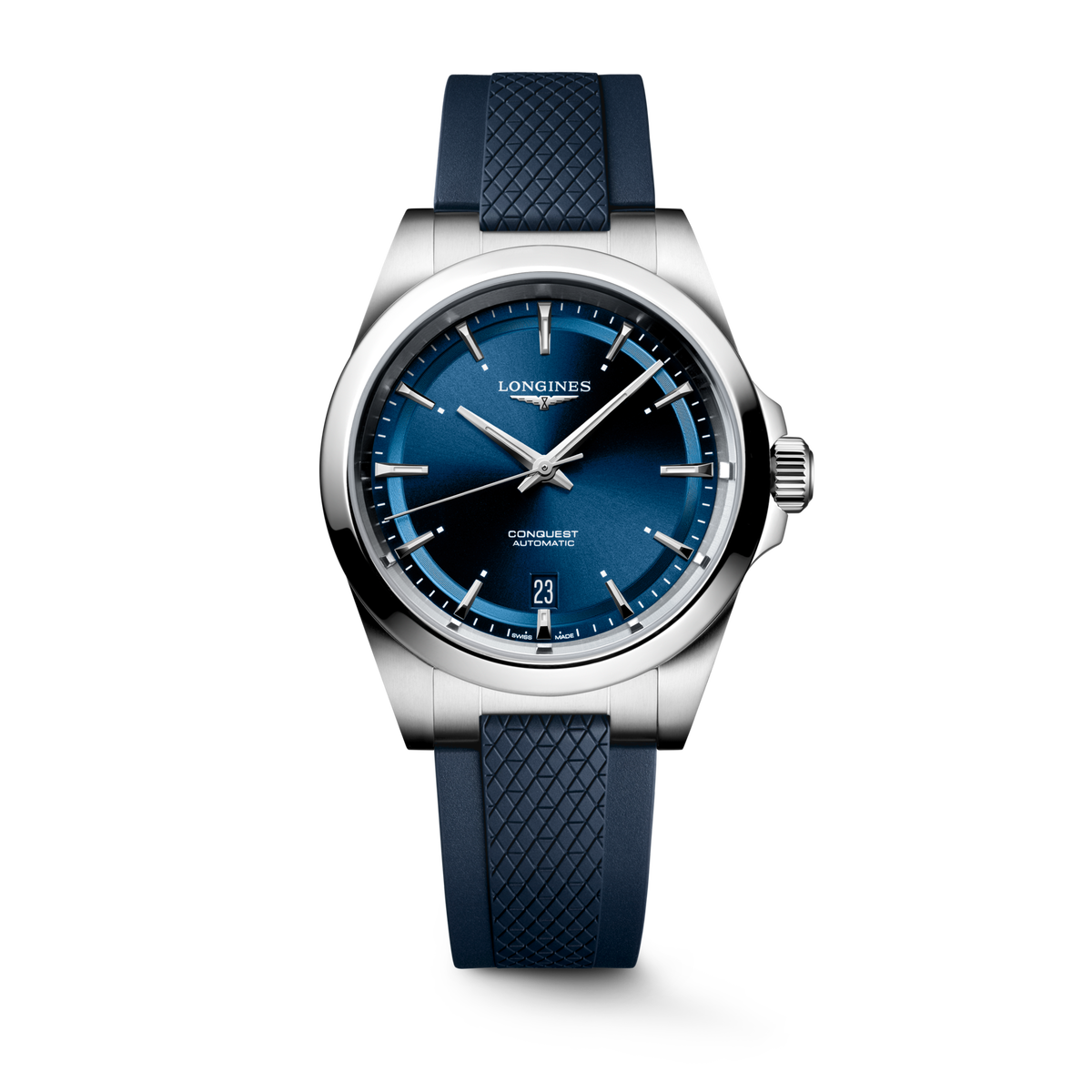 Longines Conquest 38.00mm Automatic Sunray blue Dial Blue Rubber Strap Watch