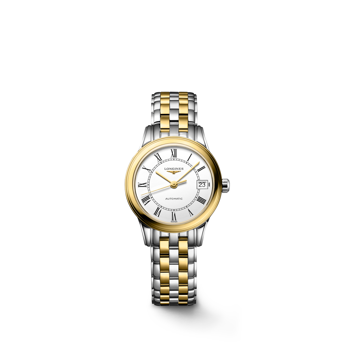 Longines Flagship Classic 26.00mm Automatic White matt Dial Yellow Stainless Steel Bracelet Watch