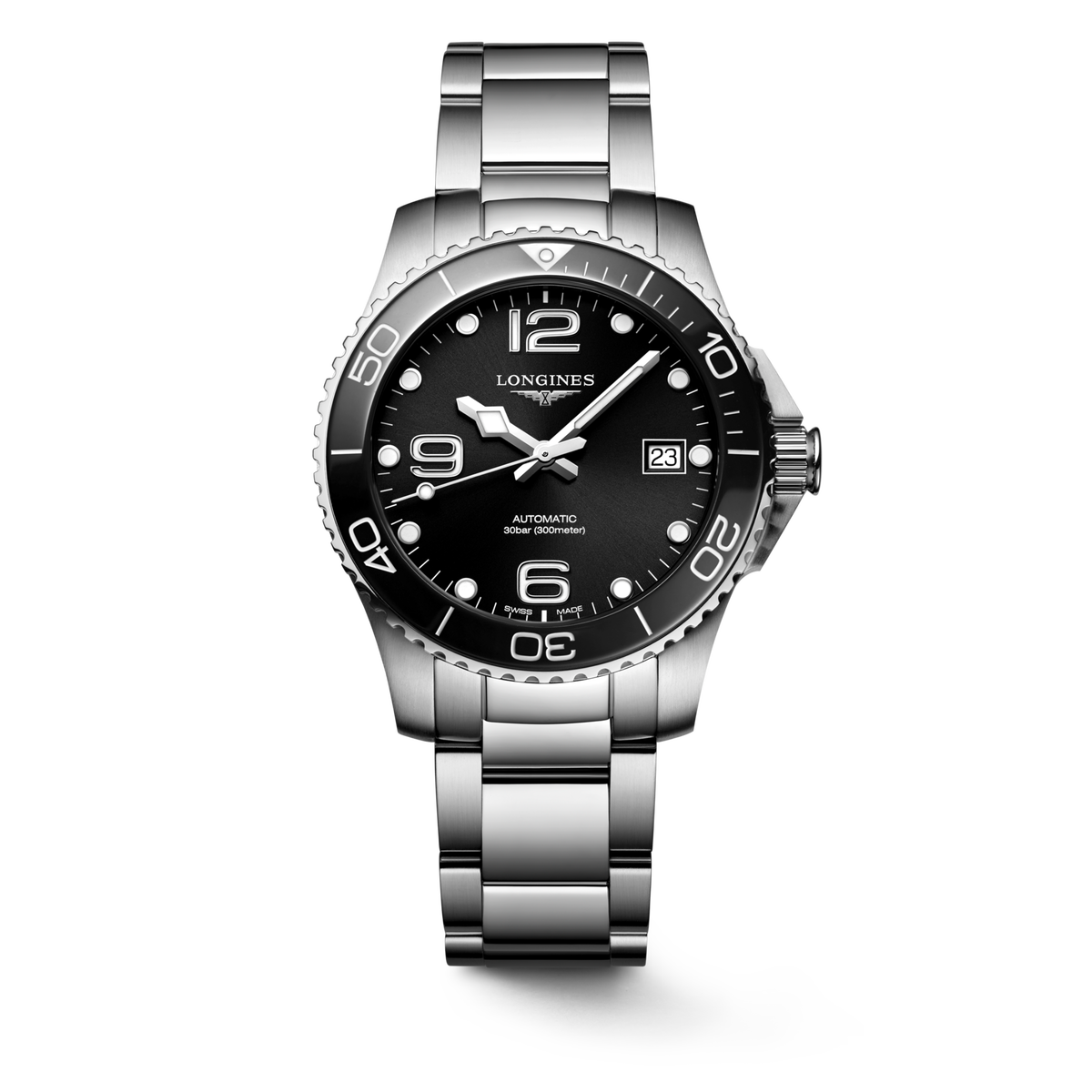 Longines HydroConquest 39.00mm Automatic Sunray black Dial Stainless Steel Bracelet Watch