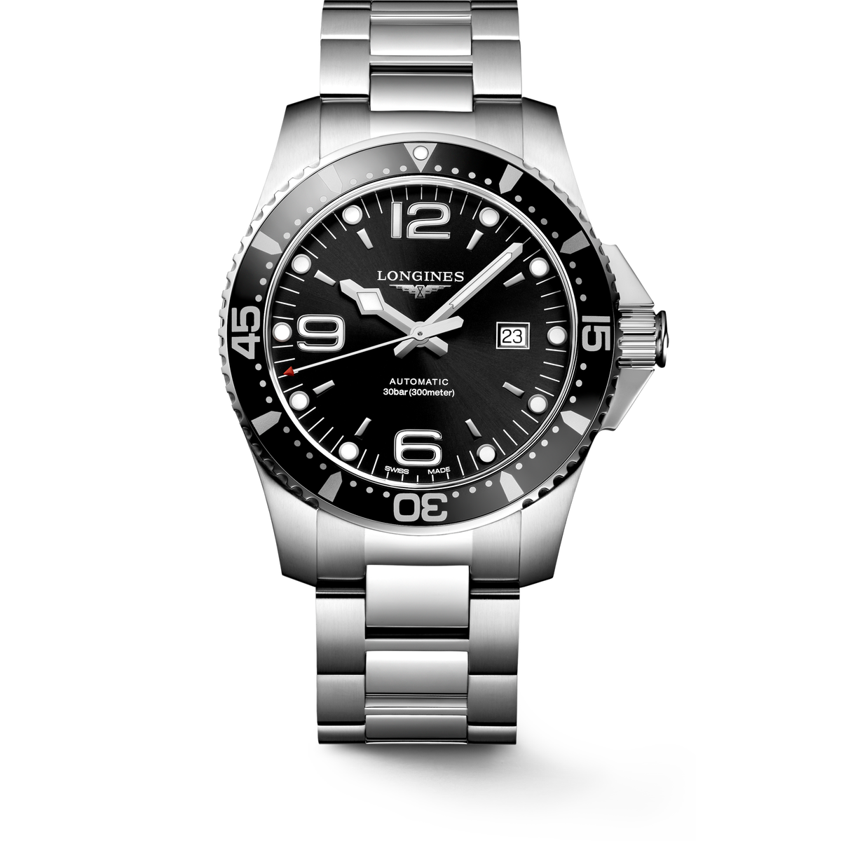 Longines HydroConquest 44.00mm Automatic Sunray black Dial Stainless Steel Bracelet Watch