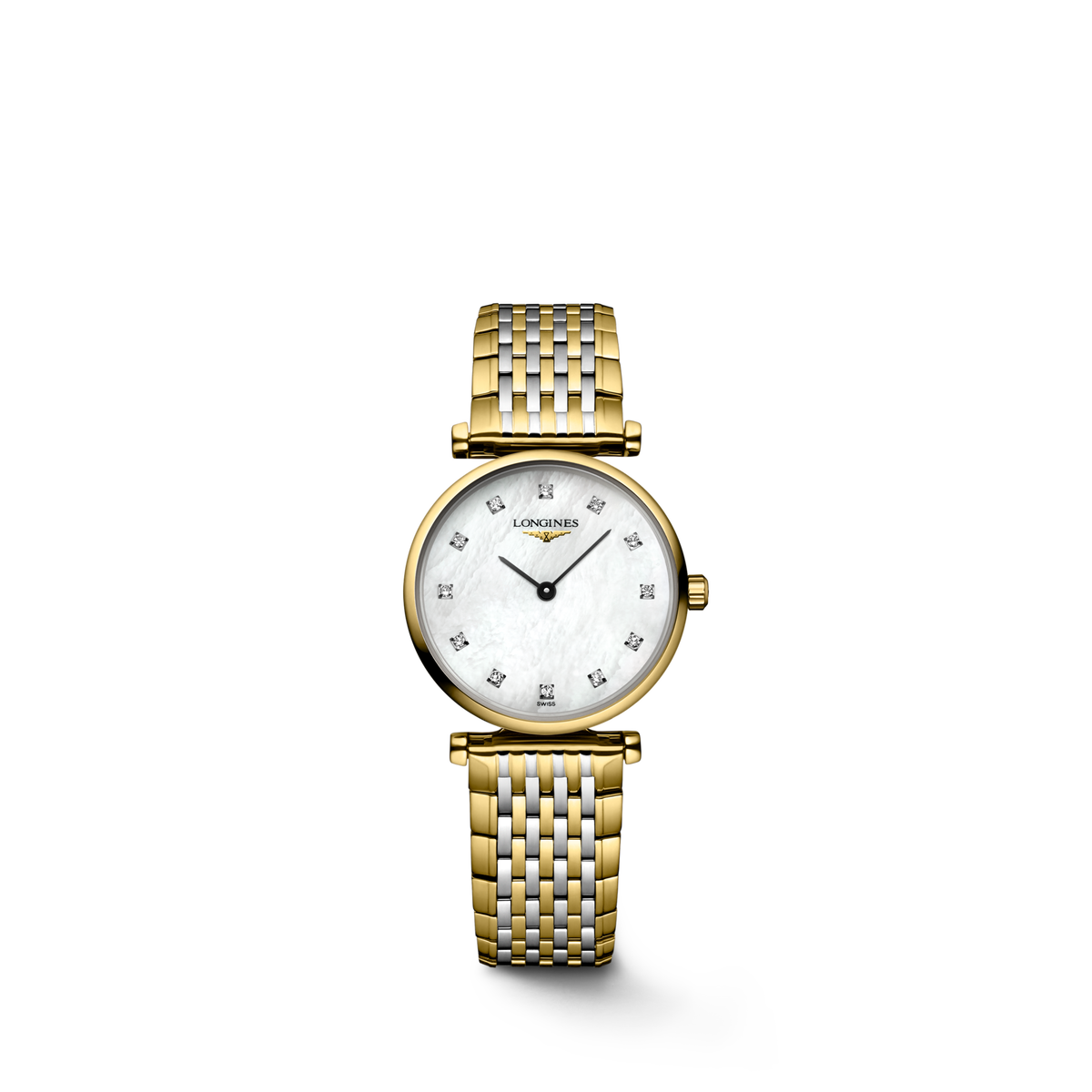 Longines La Grande Classique 24.00mm Quartz White mother-of-pearl Dial Yellow Stainless Steel Bracelet Watch