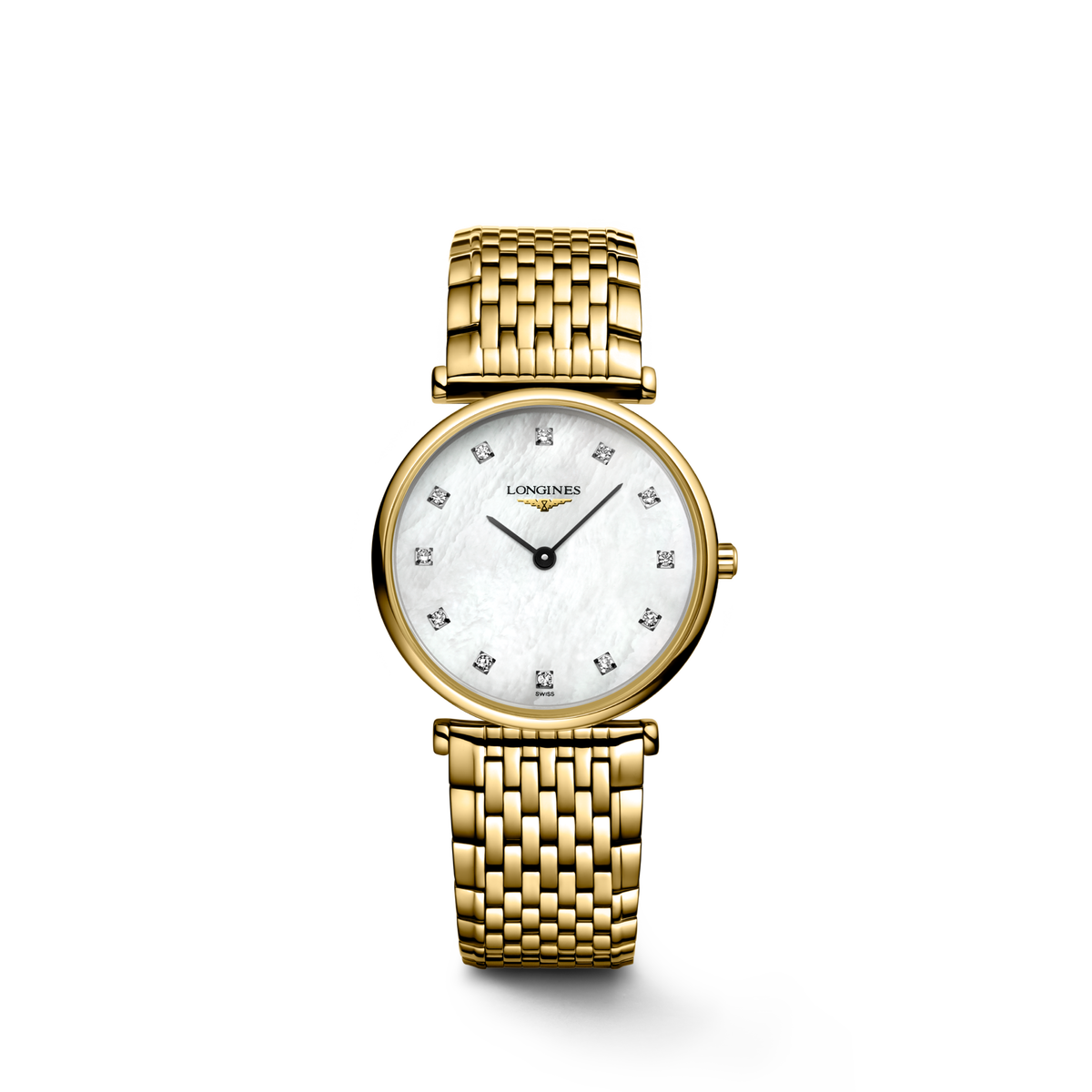 Longines La Grande Classique 29.00mm Quartz White mother-of-pearl Dial Yellow Bracelet Watch