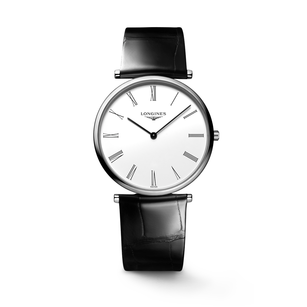 Longines La Grande Classique 36.00mm Quartz White Dial Black Alligator Strap Watch