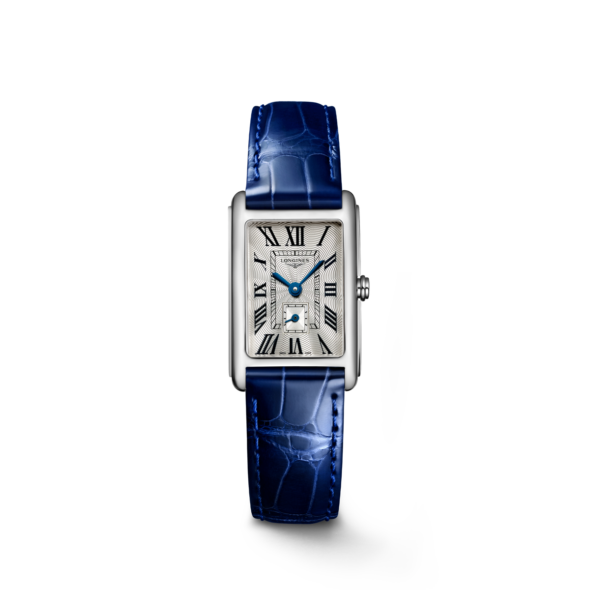 Longines DolceVita 20.80 x 32.00mm Quartz Silver "flinqué" Dial Blue Alligator Strap Watch