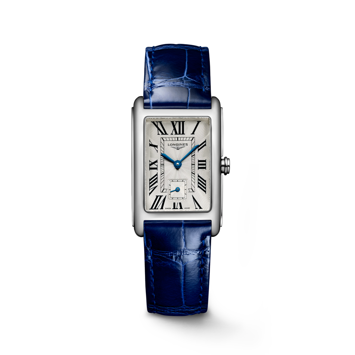 Longines DolceVita 23.30 x 37.00mm Quartz Silver "flinqué" Dial Blue Alligator Strap Watch