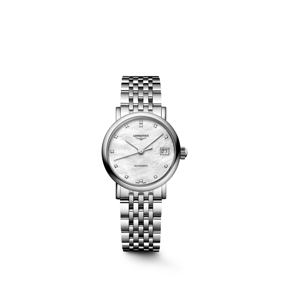 Longines Elegant Collection 25.50mm Automatic White mother-of-pearl Dial Stainless Steel Bracelet Watch