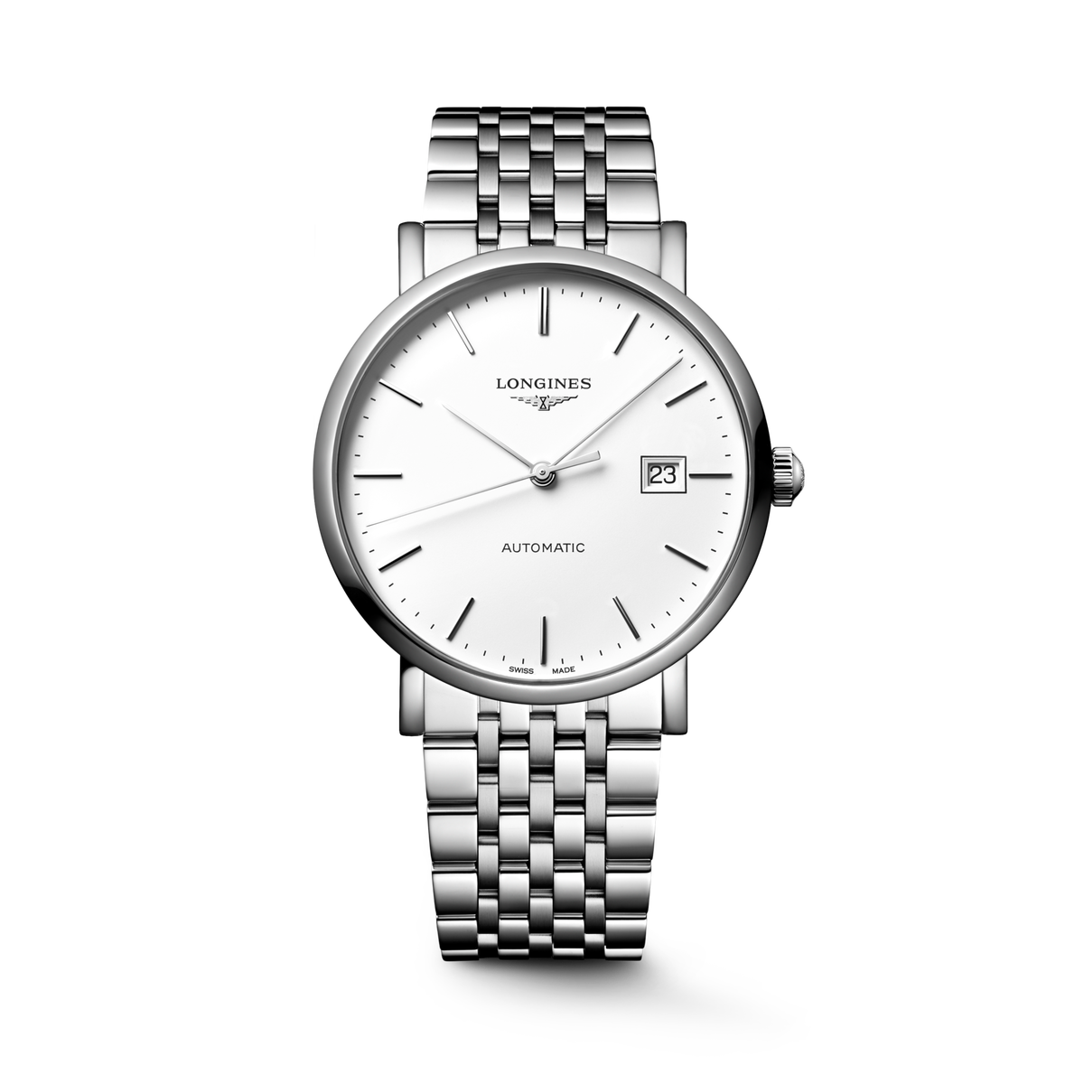 Longines Elegant Collection 39.00mm Automatic White matt Dial Stainless Steel Bracelet Watch