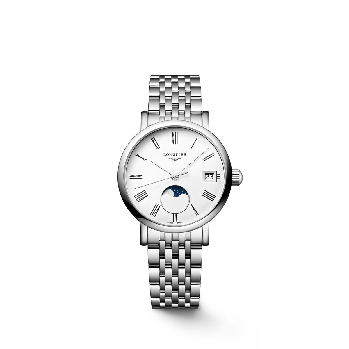 Longines Elegant Collection 30.00mm Quartz White matt Dial Stainless Steel Bracelet Watch