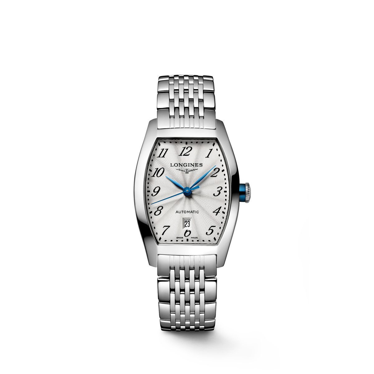 Longines Evidenza 26.00 x 30.60mm Automatic Silver "flinqué" Dial Stainless Steel Bracelet Watch