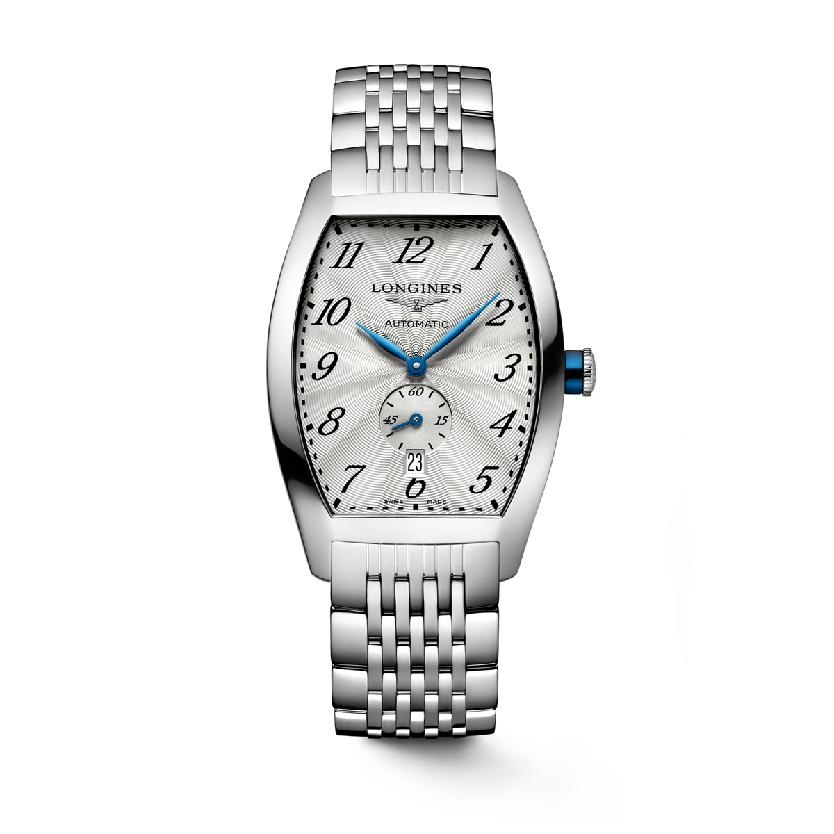 Longines Evidenza 33.10 x 38.75mm Automatic Silver "flinqué" Dial Stainless Steel Bracelet Watch