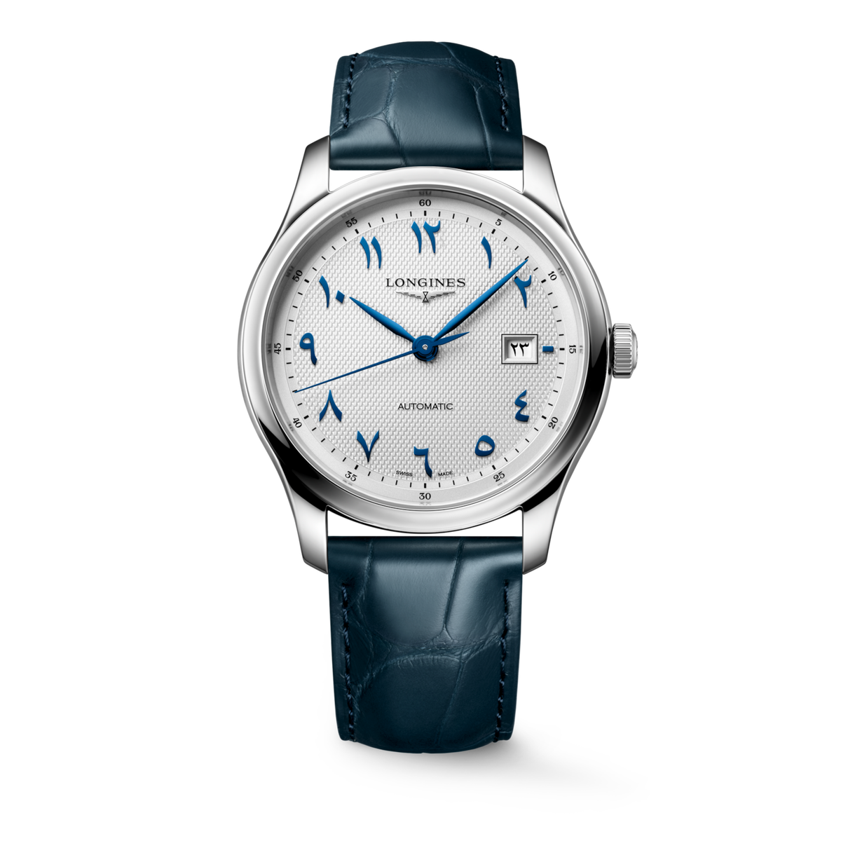 Longines Master Collection 41.00mm Automatic Silver "barleycorn" Dial Blue Alligator Strap Watch