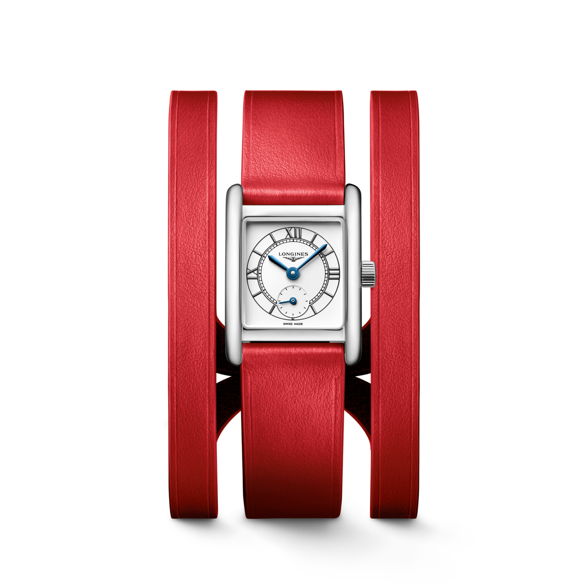 Longines Mini DolceVita 21.50 x 29.00mm Quartz Opaline Ivory Dial Red Leather Strap Watch