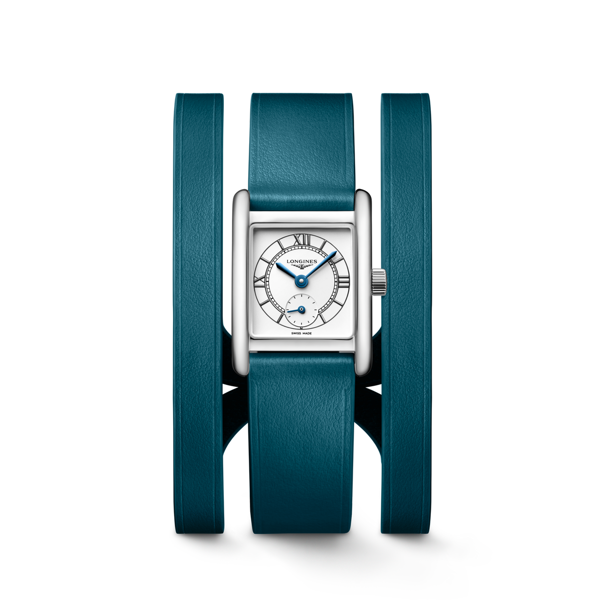 Longines Mini DolceVita 21.50 x 29.00mm Quartz Opaline Ivory Dial Green Leather Strap Watch