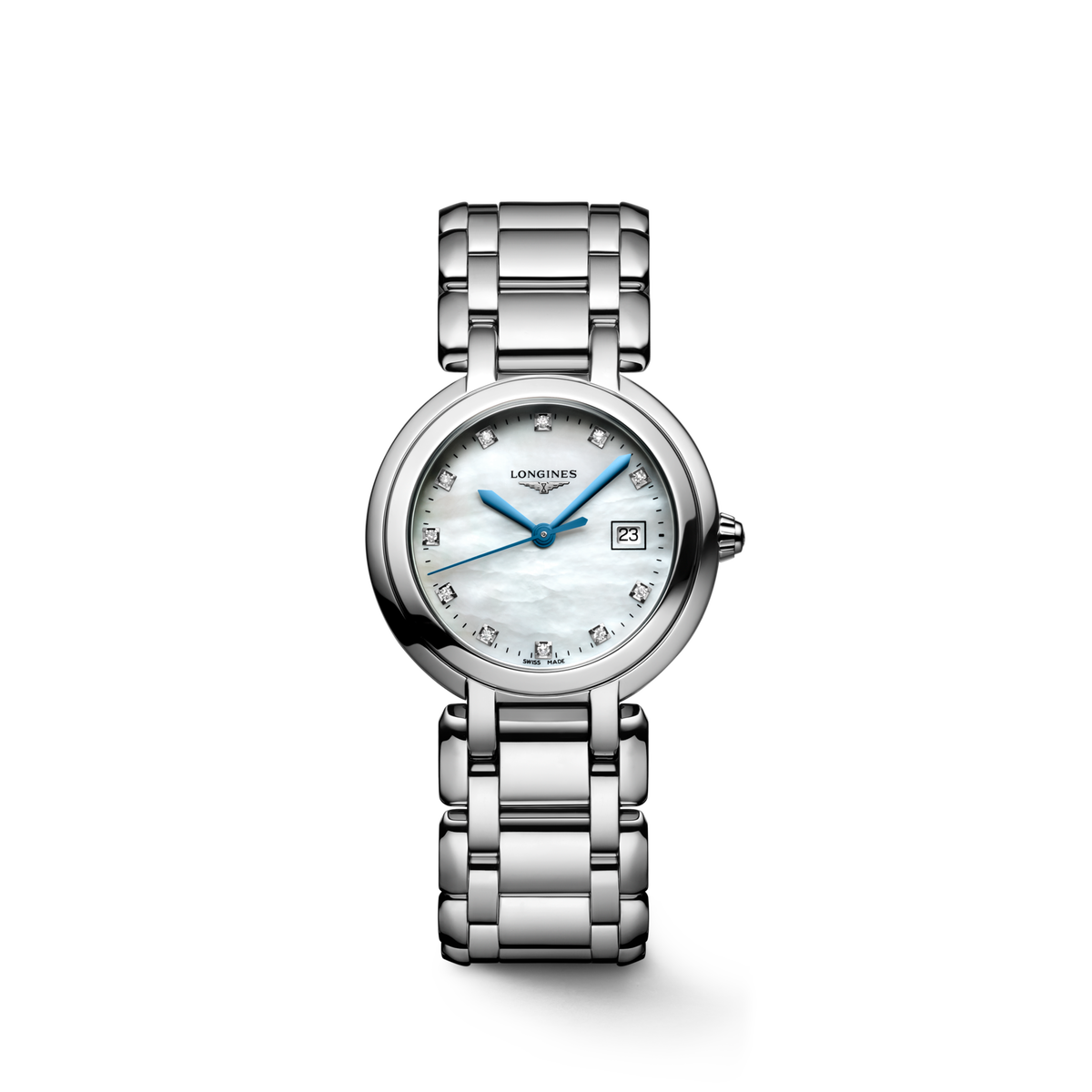 Longines PrimaLuna 30.00mm Quartz White mother-of-pearl Dial Stainless Steel Bracelet Watch