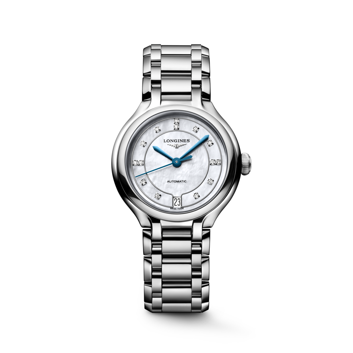 Longines PrimaLuna 34.00mm Automatic White mother-of-pearl Dial Stainless Steel Bracelet Watch
