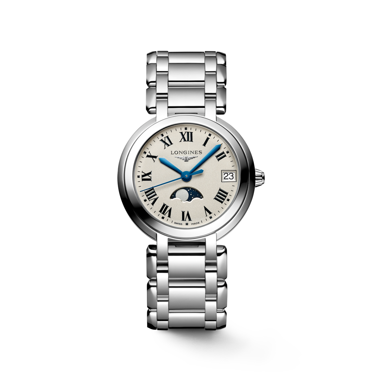 Longines PrimaLuna 34.00mm Quartz Opaline Ivory Dial Stainless Steel Bracelet Watch