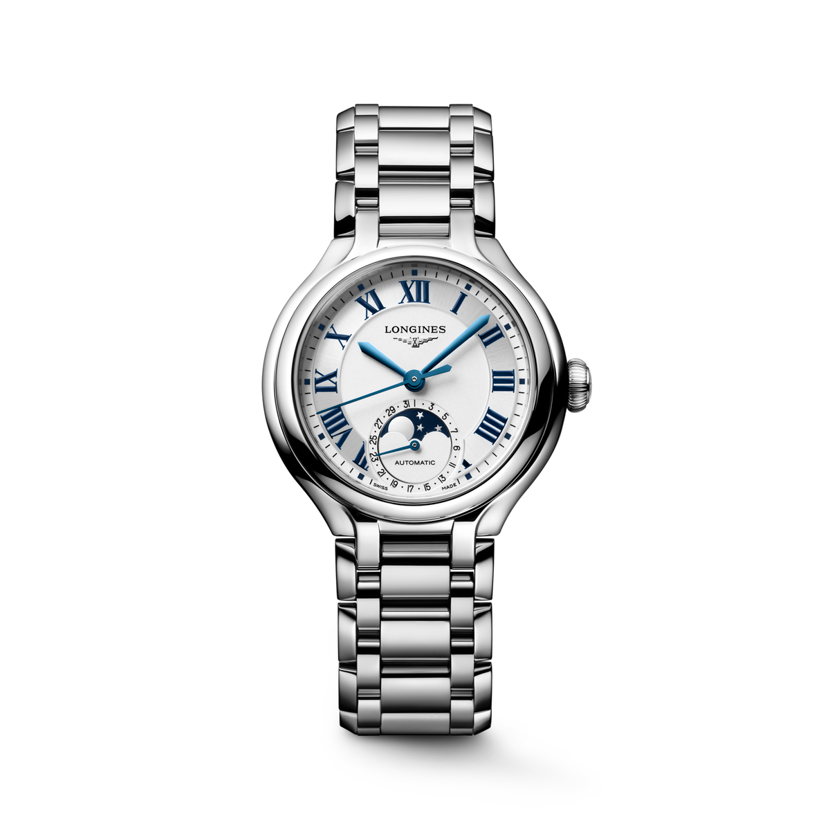Longines PrimaLuna 34.00mm Automatic Opaline Ivory Dial Stainless Steel Bracelet Watch
