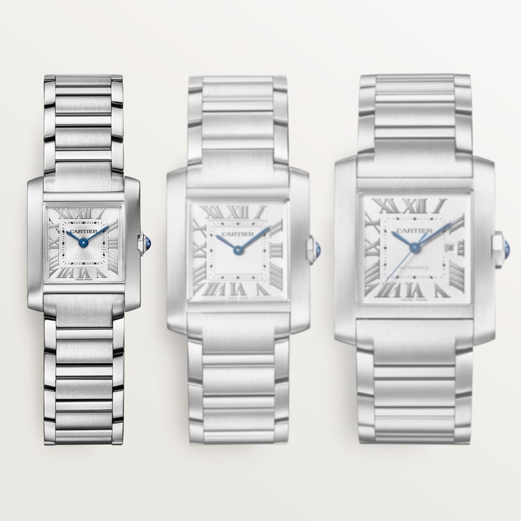 Cartier Tank 25.7 x 21.2mm Quartz sunray Dial Steel Bracelet Watch
