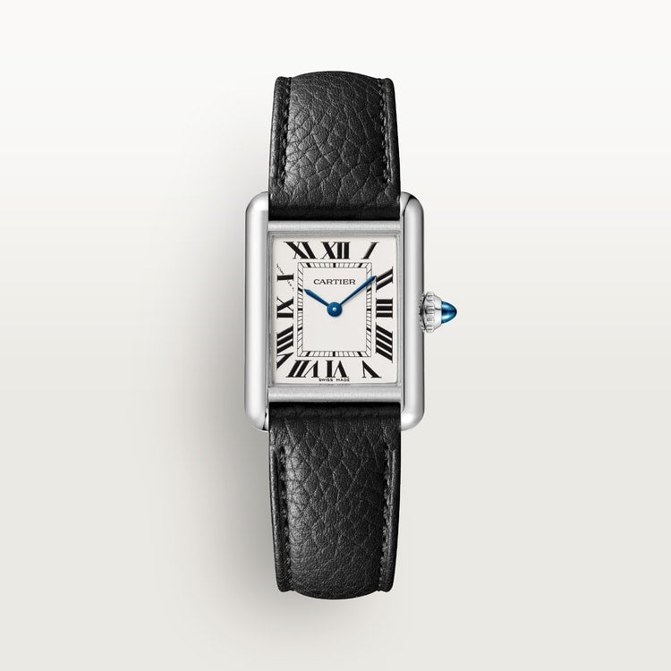 Cartier Tank 29.5 x 22.0mm Quartz silvered Dial Calfskin Leather Strap Watch