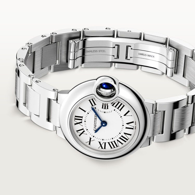 Cartier Ballon Bleu 28mm Quartz opaline Dial Steel Bracelet Watch