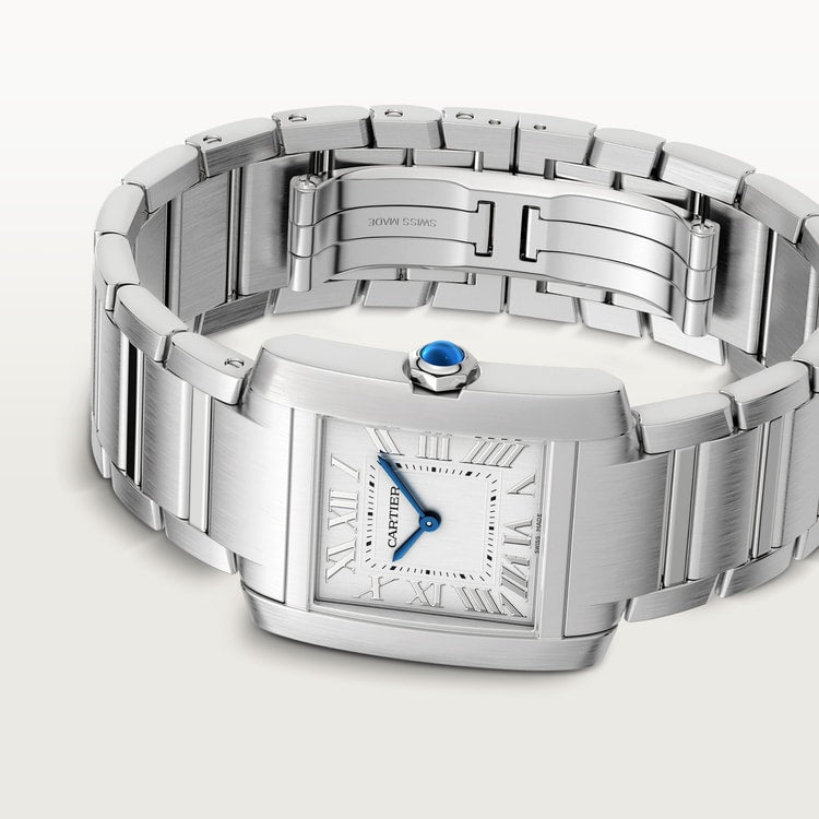 Cartier Tank 32.0 x 27.0mm Quartz Silvered Dial Steel Bracelet Watch
