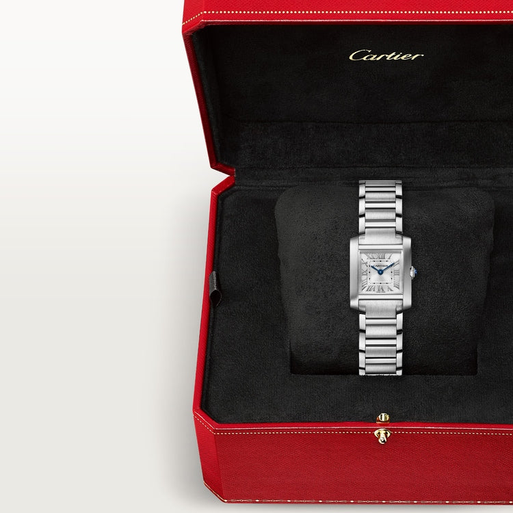 Cartier Tank 25.7 x 21.2mm Quartz sunray Dial Steel Bracelet Watch