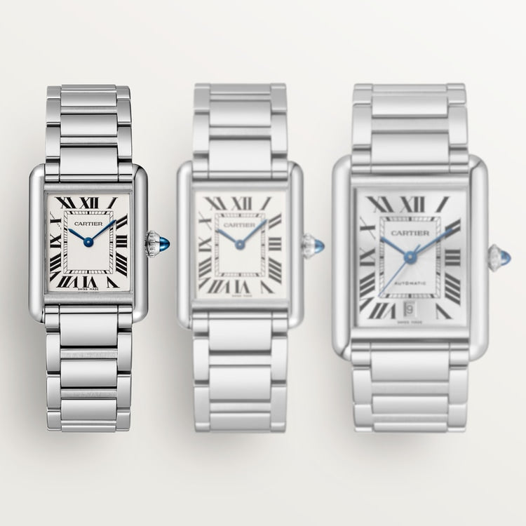 Cartier Tank 29.5 x 22.0mm Quartz Silvered Dial Steel Bracelet Watch