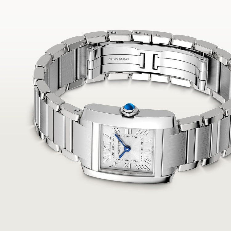 Cartier Tank 25.7 x 21.2mm Quartz sunray Dial Steel Bracelet Watch