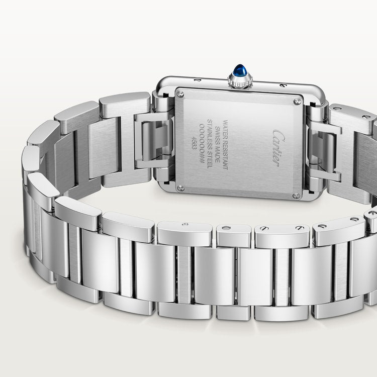 Cartier Tank 33.7 x 25.5mm Quartz Silvered Dial Steel Bracelet Watch