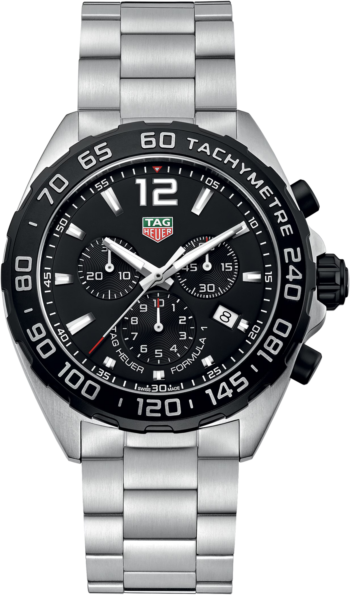 TAG Heuer Formula 1 43mm Quartz Black Dial Silver Steel Watch