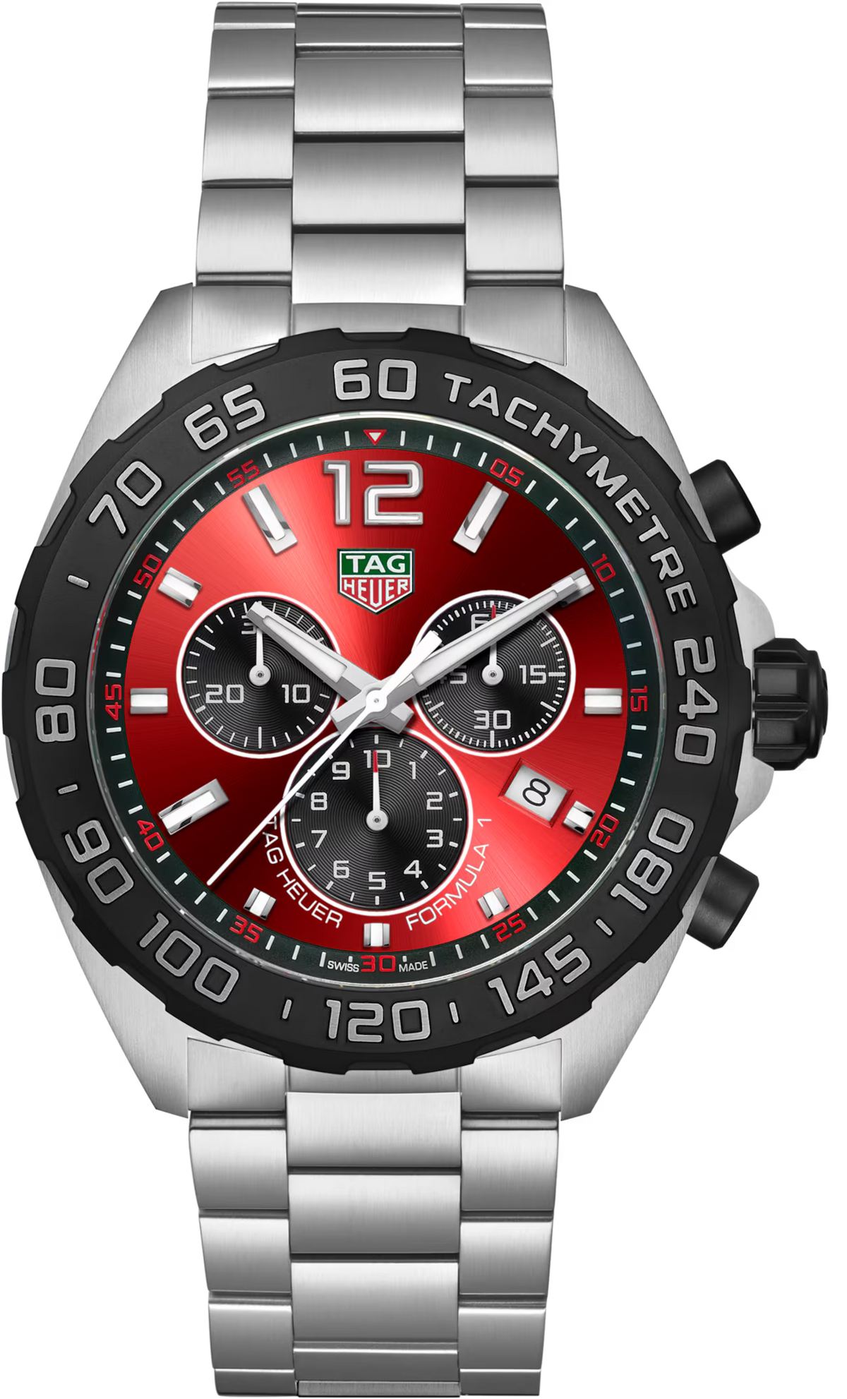 TAG Heuer Formula 1 43mm Quartz Red Dial Silver Steel Watch